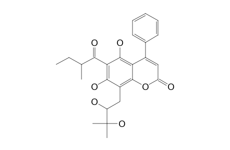 DISPARDIOL-B;5,7-DIHYDROXY-8-(2,3-DIHYDROXY-3-METHYLBUT)-6-(2-METHYL-1-OXOBUTYL)-4-PHENYL-2H-[1]-BENZOPYRAN-2-ONE