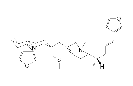 3-METHYLTHIO-3-{1-METHYL-2-[5-(3-FURYL)-4-PENTEN-2-YL]-1,2,5,6-TETRAHYDROPYRID-5-YL}-8-METHYL-10-(3-FURYL)-1-AZABICYCLO[4.4.0]DECANE