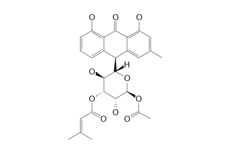 ALVARADOIN_H;(10-S)-C-(1-O-ACETYL-3-O-SENECIOYL)-BETA-L-LYXOPYRANOSYL-1,8-DIHYDROXY-3-METHYLANTHRACEN-9-(10-H)-ONE