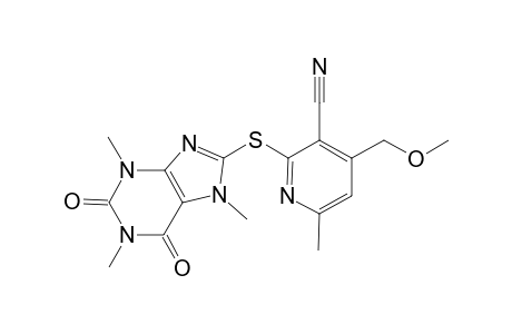 4-(methoxymethyl)-6-methyl-2-[(1,3,7-trimethyl-2,6-dioxo-2,3,6,7-tetrahydro-1H-purin-8-yl)sulfanyl]nicotinonitrile