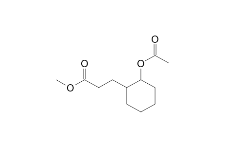 Cyclohexanepropanoic acid, 2-(acetyloxy)-, methyl ester, cis-