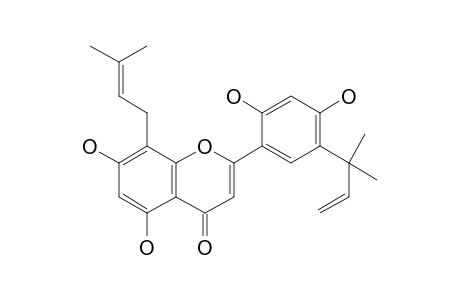 5'-(1''',1'''-DIMETHYLALLYL)-8-(3'',3''-DIMETHYLALLYL)2',4',5,7-TETRAHYDROXYFLAVONE