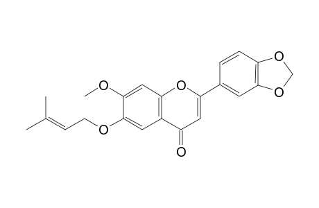 MILLETTOCALYXIN-B;3',4'-METHYLENEDIOXY-6-GAMMA,GAMMA-DIMETHYLALLYLOXY-7-METHOXYFLAVONE