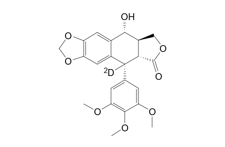 podophyllotoxin or 5,8.alpha.,8a-trihydro-9-deuterio-9-hydroxy-5-(3,4,5-trimethoxyphenyl)furo[3',4':6,7]naphtho[2,3-d]-1,3-dioxol-6(5aH)-one