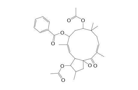 PUBESCENE_D;3-BETA,9-ALPHA-DIACETOXY-7-BETA-BENZOYLOXY-15-BETA-HYDROXY-14-OXO-2-BETA-H-JATROPHA-5-E,12-E-DIENE