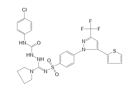 N-{{p-[5-(2-thienyl)-3-(trifluoromethyl)pyrazol-1-yl]phenyl}sulfonyl}-1-pyrrolidinecarboximidic acid, 2-[(p-chlorophenyl)carbamoyl]hydrazide