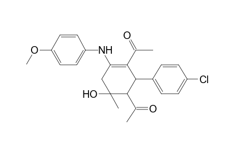 1-[3-acetyl-2-(4-chlorophenyl)-6-hydroxy-4-[(4-methoxyphenyl)amino]-6-methyl-1-cyclohex-3-enyl]ethanone 1-[2-(4-chlorophenyl)-3-ethanoyl-6-hydroxy-4-[(4-methoxyphenyl)amino]-6-methyl-1-cyclohex-3-enyl]ethanone