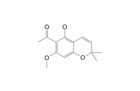 ISO-EVODIONOL;6-ACETYL-5-HYDROXY-7-METHOXY-2,2-DIMETHYL-3-CHROMENE;1-(5-HYDROXY-7-METHOXY-2,2-DIMETHYL-2H-CHROMEN-6-YL)-ETHANONE