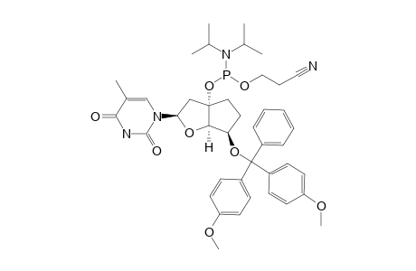 (3'S,5'R)-1-{3'-O-[(2-CYANOETHOXY)-(DIISOPROPYLAMINO)-PHOSPHINO]-2'-DEOXY-5'-O-[(4,4'-DIMETHOXYTRIPHENYL)-METHYL]-3',5'-ETHANO-BETA-D-RIBOFURANOSYL}-THYMINE;