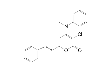 3-chloro-4-(N-methylanilino)-6-styryl-2H-pyran-2-one