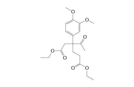 3-acetyl-3-(3,4-dimethoxyphenyl)hexanedioic acid, diethyl ester