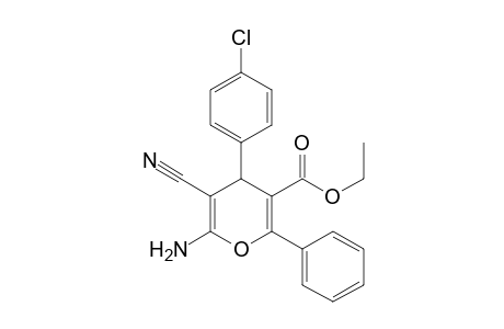 6-amino-4-(p-chlorophenyl)-5-cyano-2-phenyl-4H-pyran-3-carboxylic acid, ethyl ester
