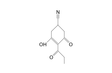 4-Propanoyl-3,5-dioxo-cyclohexanecarbonitrile en olform