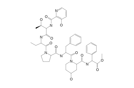 Glycine, N-[(3-hydroxy-2-pyridinyl)carbonyl]-L-threonyl-D-.alpha.-aminobutyryl-L-prolyl-L-phenylalanyl-cis-4-hydroxy-L-pipecoloyl-L-2-phenyl-, methyl ester