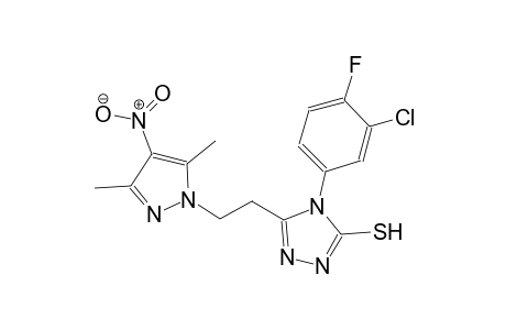 4-(3-chloro-4-fluorophenyl)-5-[2-(3,5-dimethyl-4-nitro-1H-pyrazol-1-yl)ethyl]-4H-1,2,4-triazole-3-thiol