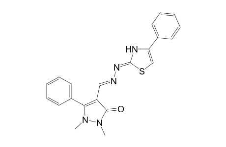 1,2-dimethyl-5-oxo-3-phenyl-3-pyrazoline-4-carboxaldehyde, azine with 4-phenyl-4-thiazolin-2-one