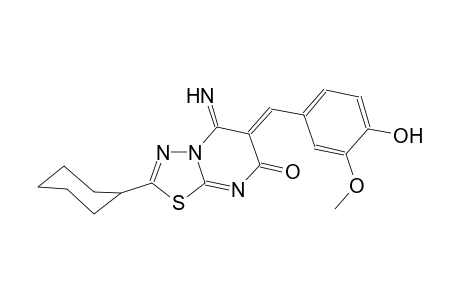 7H-[1,3,4]thiadiazolo[3,2-a]pyrimidin-7-one, 2-cyclohexyl-5,6-dihydro-6-[(4-hydroxy-3-methoxyphenyl)methylene]-5-imino-, (6Z)-