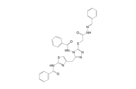 N-[3-({2-[(2E)-2-Benzylidenehydrazino]-2-oxoethyl}-sulfanyl)-5-({2-[(benzoyl)amino]-1,3-thiazol-4-yl}methyl)-4H-1,2,4-triazol-4-yl]benzamide