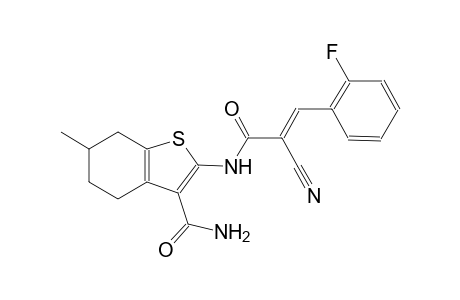 2-{[(2E)-2-cyano-3-(2-fluorophenyl)-2-propenoyl]amino}-6-methyl-4,5,6,7-tetrahydro-1-benzothiophene-3-carboxamide