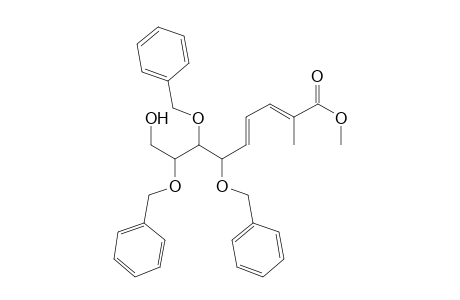 (2E,4E)-6,7,8-tribenzoxy-9-hydroxy-2-methyl-nona-2,4-dienoic acid methyl ester