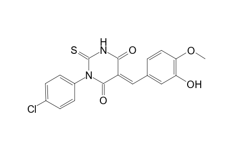 4,6(1H,5H)-pyrimidinedione, 1-(4-chlorophenyl)dihydro-5-[(3-hydroxy-4-methoxyphenyl)methylene]-2-thioxo-, (5E)-