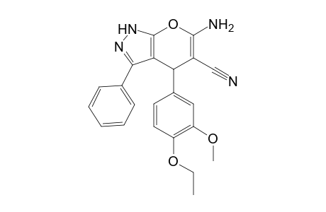 6-Amino-4-(4-ethoxy-3-methoxyphenyl)-3-phenyl-1,4-dihydropyrano[2,3-C]pyrazole-5-carbonitrile