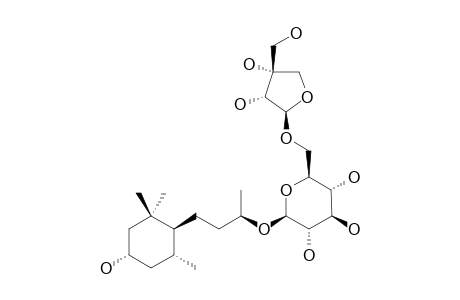 SEDUMOSIDE-E3;(3S,5R,6S,9R)-MEGASTIGMAN-3,9-DIOL-9-O-BETA-D-APIOFURANOSYL-(1->6)-BETA-D-GLUCOPYRANOSIDE