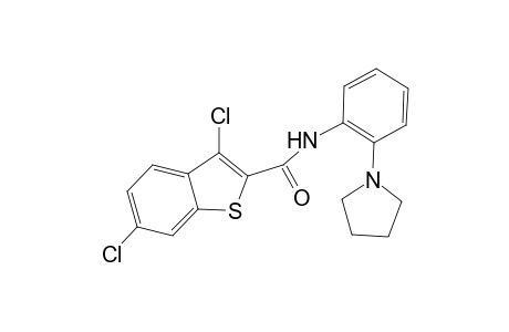 3,6-bis(chloranyl)-N-(2-pyrrolidin-1-ylphenyl)-1-benzothiophene-2-carboxamide