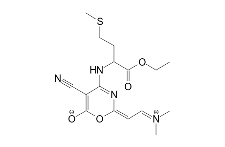 (E)-5-CYANO-2-(N,N-DIMETHYLIMMONIO)-ETHYLIDENE-4-[(2-ETHOXY-1-METHYLMERCAPTOETHYL-2-OXOETHYL)-AMINO]-6-OXIDO-1,3-OXAZINE
