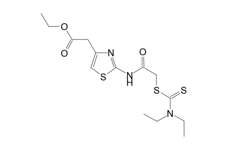 Ethyl 2-[2'-(N,N-diethyl)thiocarbamoyl]thio]acylamino]-thiazol-4-acetate
