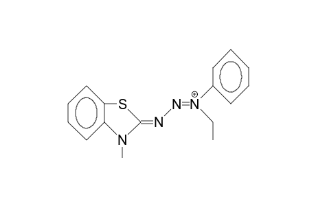 1-Phenyl-1-ethyl-3-(3-methyl-benzothiazolinylidene-2)-cis-triazenium cation