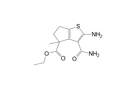 Ethyl 2-amino-3-carbamoyl-5,6-dihydro-4-methyl-4H-cyclopenta[b]thiophene-4-carboxylate
