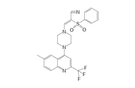 (Z)-2-(benzenesulfonyl)-3-[4-[6-methyl-2-(trifluoromethyl)-4-quinolinyl]-1-piperazinyl]-2-propenenitrile