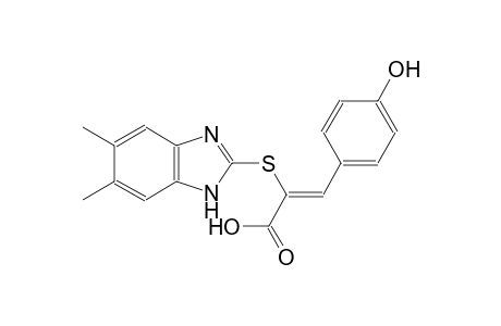 (2Z)-2-[(5,6-dimethyl-1H-benzimidazol-2-yl)sulfanyl]-3-(4-hydroxyphenyl)-2-propenoic acid