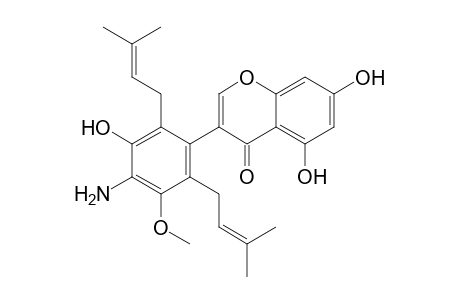 PISCERYTHRAMINE;4'-AMINO-5,7,3'-TRIHYDROXY-5'-METHOXY-2',6'-DI-(3,3-DIMETHYLALLYL)-ISOFLAVONE