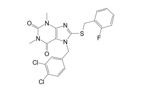 7-(3,4-Dichlorobenzyl)-8-[(2-fluorobenzyl)sulfanyl]-1,3-dimethyl-3,7-dihydro-1H-purine-2,6-dione