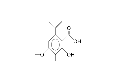 4-Methoxy-3-methyl-6-(1-methyl-prop-1-enyl)-sali cylic acid