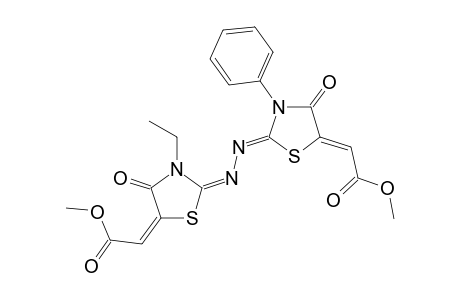 Methyl (Z)-2-((E)-3-ethyl-2-{(E)-[(Z)-5-(2-methoxy-2-oxoethylidene)-4-oxo-3-phenylthiazolidin-2-ylidene]hydrazono}-4-oxothiazolidin-5-ylidene}acetate