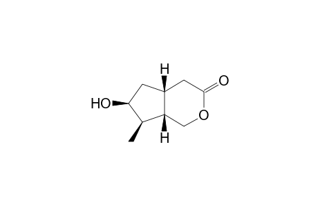 (+-)-(4a.alpha.,6.alpha.,7.alpha.,7a.alpha.)-Hexahydro-6-hydroxy-7-methylcyclopenta[c]pyran-3(1H)-one [(+-)-Abelialactone racemic Aglykon A1 (+-)-Isoboonein]