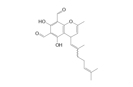 4-(2,6-Dimethylhepta-1,5-dien-1-yl)-5,7-dihydroxy-2-methyl-4H-chromene-6,8-dicarbaldehyde