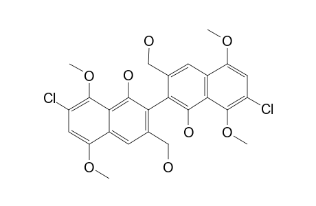 7-Chloranyl-2-[7-chloranyl-3-(hydroxymethyl)-5,8-dimethoxy-1-oxidanyl-naphthalen-2-yl]-3-(hydroxymethyl)-5,8-dimethoxy-naphthalen-1-ol