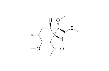 (1.beta.,6.beta.,7S*.)-2-Acetyl-3,7-dimethoxy-4-methyl-7-(methylthiomethyl)bicyclo[4.1.0]hep-2-ene