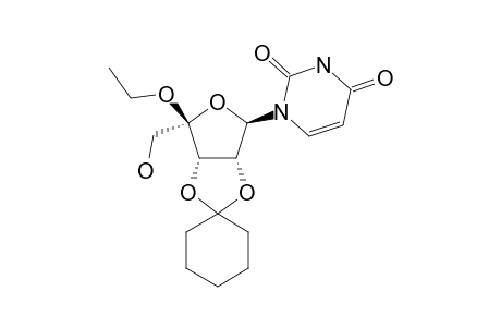 4'(R)-1-(2,3-O-Cyclohexylidene-4-O-ethyl.beta.-D-erythro-pentofuranosyl-4-ulose)-uracil