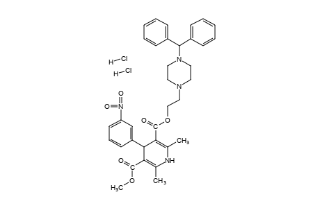 1,4-dihydro-2,6-dimethyl-4-(m-nitrophenyl)-3,5-pyridinedicarboxylic acid, 2-(4-(diphenylmethyl)-1-piperazinyl]ethyl methyl ester