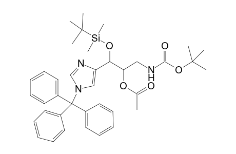 Carbamic acid, [2-(acetyloxy)-3-[[(1,1-dimethylethyl)dimethylsilyl]o xy]-3-[1-(triphenylmethyl)-1H-imidazol-4-yl]propyl]-, 1,1-dimethylethyl ester, (R*,S*)-(.+-.)-