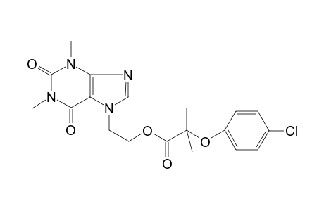 7-(2-hydroxyethyl)theophylline, 2-(p-chlorophenoxy)-2-methylpropionate