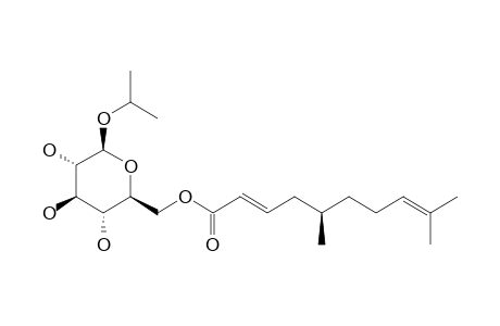 CITRUSIDE_A;1-O-ISOPROPYL-6-O-(5'',9''-DIMETHYL-2'',8''-DECADIENOYL)-BETA-D-GLUCOPYRANOSIDE