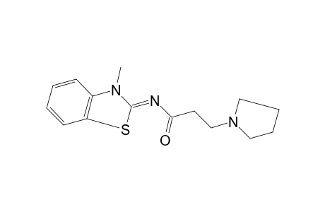 N-(3-methyl-2-benzothiazolinylidene)-3-(1-pyrrolidinyl)propionamide