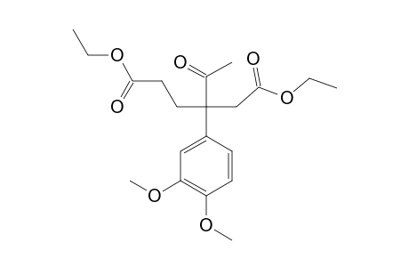 3-acetyl-3-(3,4-dimethoxyphenyl)hexanedioic acid, diethyl ester