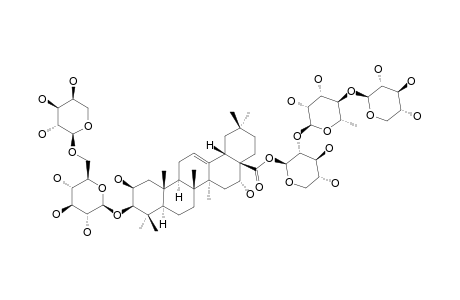 ASTER-SAPONIN-G;#2;3-O-[O-ALPHA-L-ARABINOPYRANOSYL-(1->6)-BETA-D-GLUCOPYRANOSYL]-ASTEROGENIC-ACID-28-[O-BETA-D-XYLOPYRANOSYL-(1->4)-ALPHA-L-RHAMNOPYRANOSYL-(1-